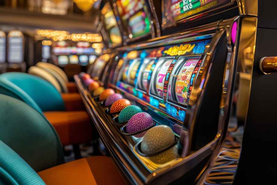 Colorful Easter eggs placed on a slot machine tray in a festive casino setting, blending spring celebration with real money slot excitement. Explore Easter casino promotions at Eternal Slots Casino.